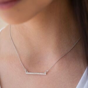 Pavé Bar Necklace NEW Crystal set in Rhodium Plating, Lobster Clasp Closure